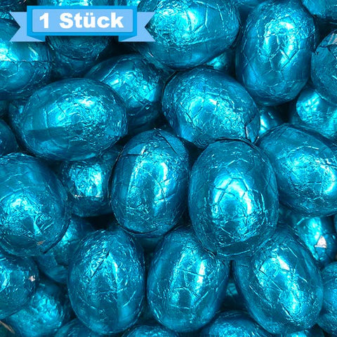 Blaue Eier (Milchschokolade mit Pralinéfüllung)